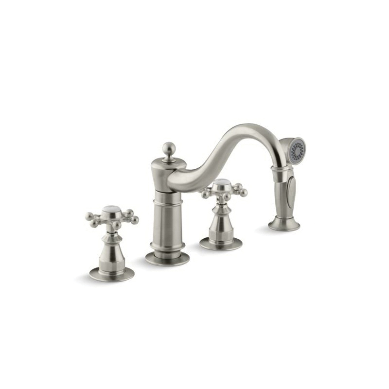 Kohler 158 3 Bn Antique Kitchen Sink Faucet 1 8 Gpm 8 In Center Brushed Nickel 2 Handles First Supply