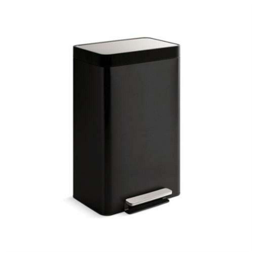 Kohler K-20956-BST Black Stainless Dual-Compartment Step Trash Can